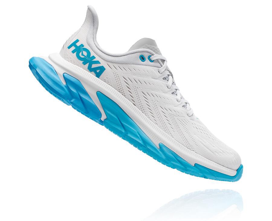 Hoka One One Running Shoes Mens White/Blue - Clifton Edge - 74915JINW